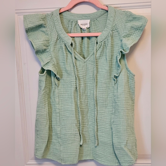 Andree Tops - Andree By Unit Mint Ruffle Sleeve Blouse